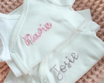 hand embroidered name body suit | Baby girl | Baby boy| 100% organic cotton bodysuit | monogrammed| onesie