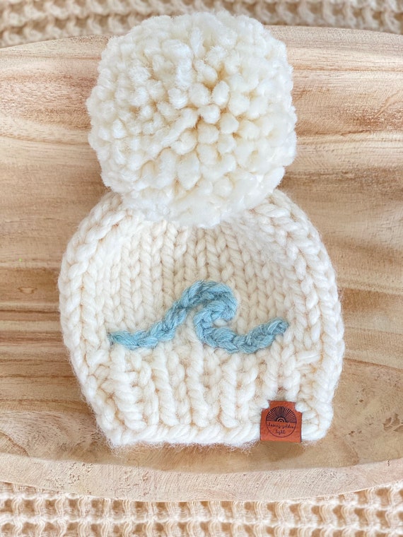 Hand Knit Wave Chunky Knit Beanie | Baby, Toddler or Child  display picture 1