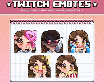 Twitch emotes Boy chibi emotes for streamers Blonde hair /& green eyes