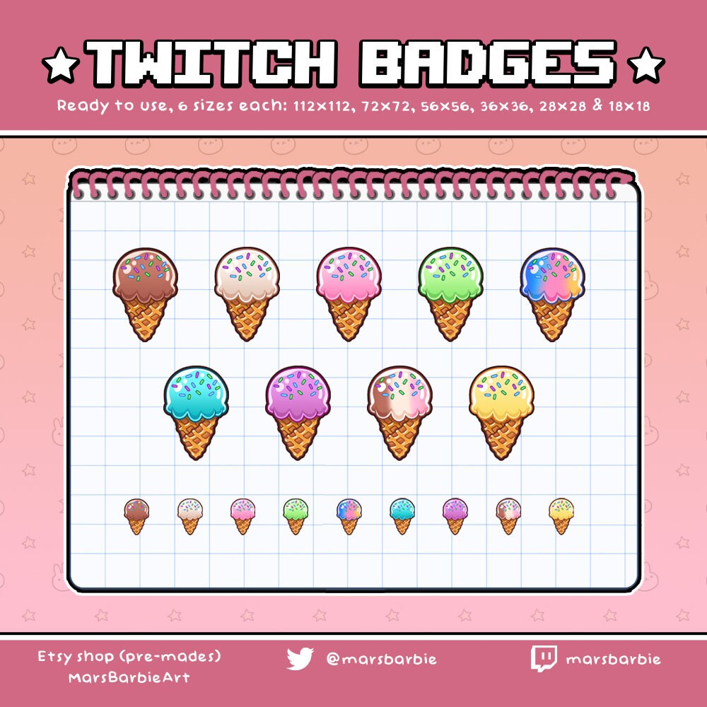 Twitch Sub Bit Badges Ice Cream Etsy
