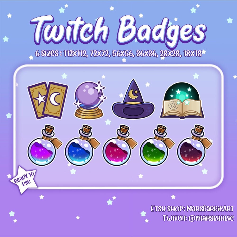 Magic Sub Badges, Book Sub Badges, Twitch Hat Sub Badges, Twitch