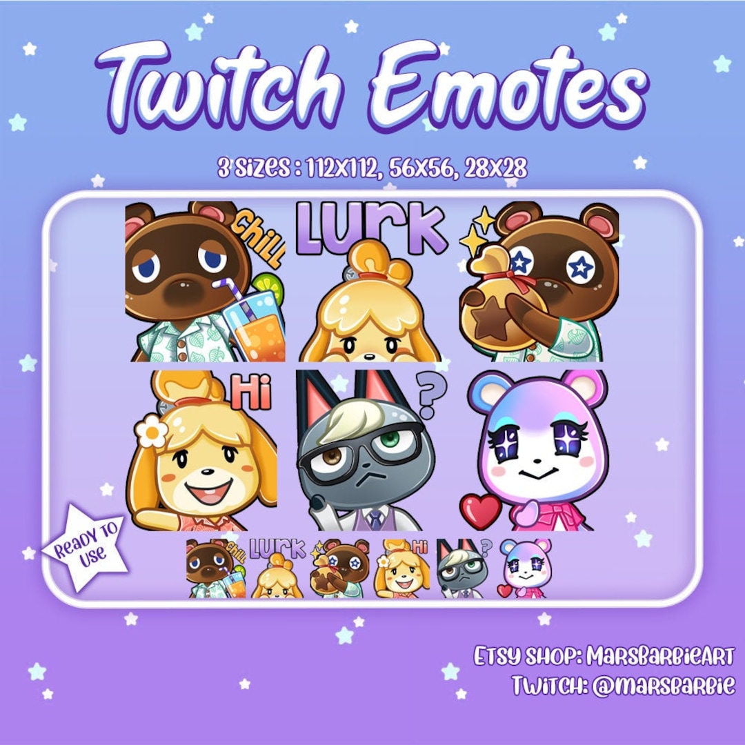 Twitch Emotes // Animal Crossing Emotes for Streamers / Kawaii Etsy