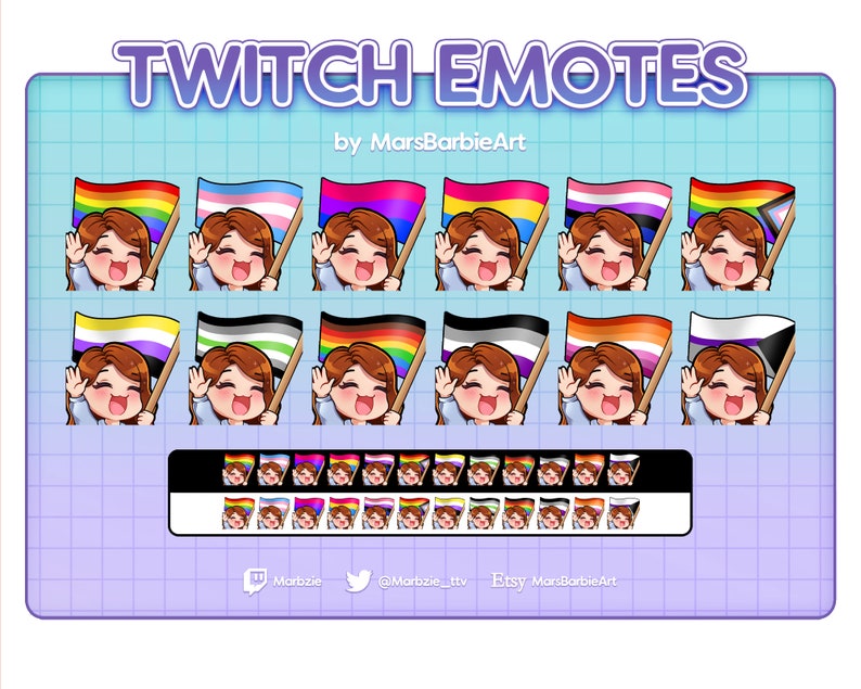 Twitch Chibi Pride Flags Emotes // Red Hair Etsy UK
