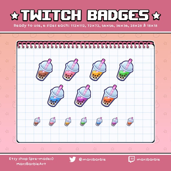 Twitch Sub Bit Badges Boba Bubble Tea Drink Etsy Twitch Sub Bit Badges Boba Bubble Tea Drink Etsy