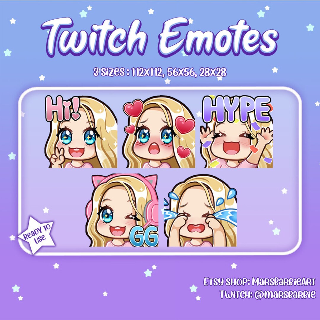 Twitch Emotes // Cute Chibi Emotes for Streamers / Kawaii Cute Etsy UK
