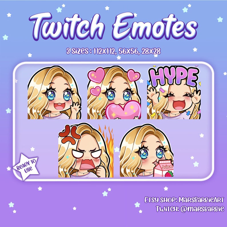 Twitch emotes // Cute chibi emotes for streamers / kawaii cute | Etsy