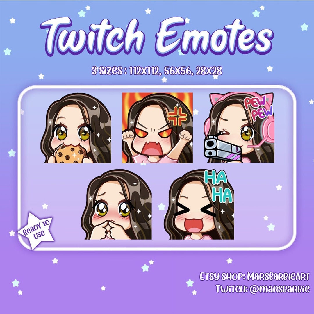 Twitch Emotes // Cute Chibi Emotes for Streamers / Kawaii Cute Etsy