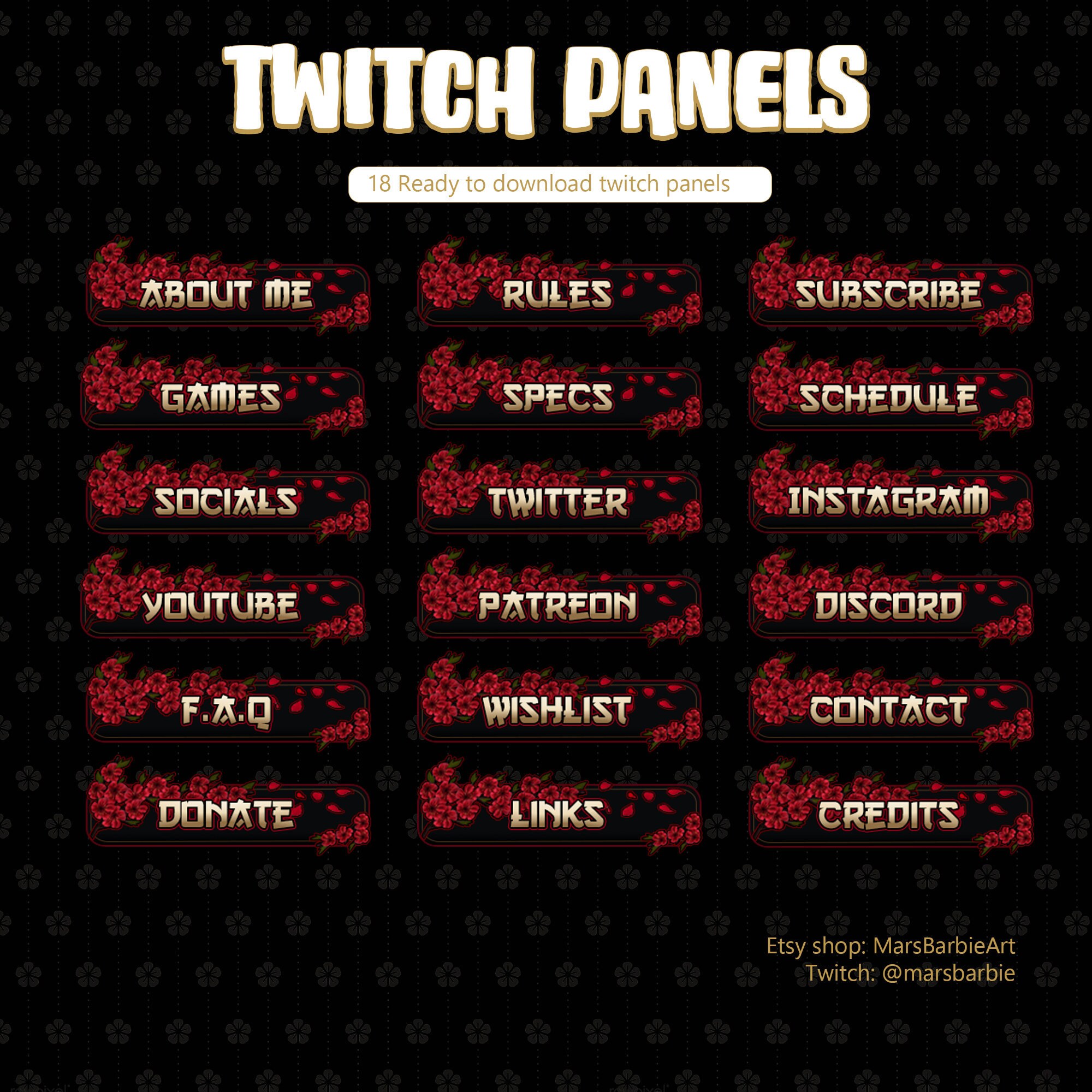 Twitch Panels Red Flowers Panels For Streamers Kawaii Etsy Twitch Panels Red Flowers Panels For Streamers Kawaii Etsy