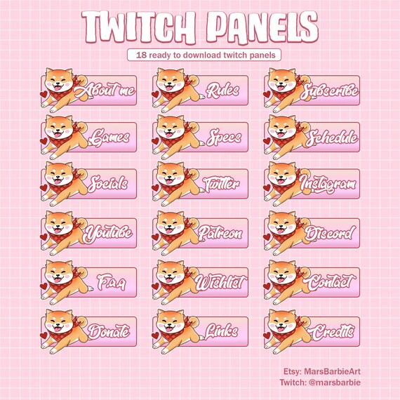 Twitch Panels Pink Shiba Inu Dog Twitch Panels For Etsy