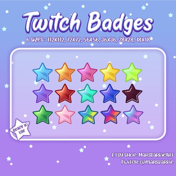 Twitch Sub Bit Badges Emotes Star Badges For Streamers Etsy