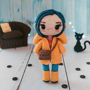 Coraline Amigurumi Crochet – Creepy Cute Halloween Doll,Coraline Doll Pattern – Amigurumi Softie for Fans & Halloween,Creepy Cute Coraline