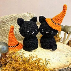 Halloween Cat Crochet,Amigurumi Doll,Crochet Black Cat Doll,Halloween Amigurumi Pattern,Amigurumi Halloween Cat,Crochet Witch Cat Doll PDF