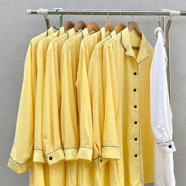 Bridesmaid Pajamas-Yellow, Pajamas Set for Women, Matron of Honor, Mother of the Bride, White Pajamas, Black Pajamas, Oversized Shirts.