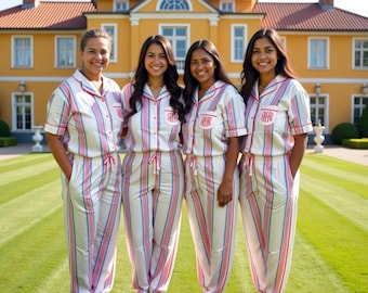 3-delige katoenen bruidspyjama, indigoblauwe voorbereidingsset, bloemennachtkleding voor bruiloft