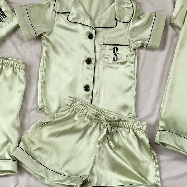 Satin Kid Pyjamas, Newborn Baby Matching Outfit, Cake Smashing & First Birthday Gift, Children Pyjamas, Toddler Jim-jams