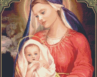 Vintage Mother and Baby Cross Stitch Pattern: 19th Century Religion (Digital Download)