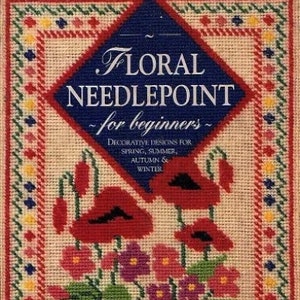 Floral Needlepoint for Beginners / Pdf Vintage Cross Stitch Counted Pattern / Digital Instant Pattern / DIY