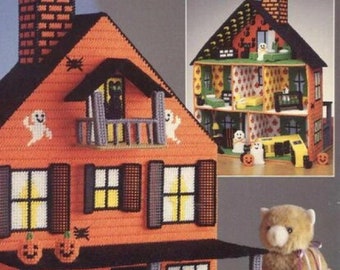 Haunted Dollhouse / Pdf Vintage Plastic Canvas Pattern / Digital Instant Pattern / DIY