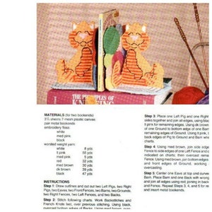 Animal Bookends / Pdf Vintage Plastic Canvas Pattern / Digital Instant Pattern / DIY