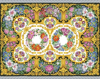 Vintage Floral Tapestry Cross Stitch Pattern: Berlin Rug Embroidery (PDF)