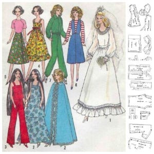 PDF Vintage Sewing Pattern - Fashion dolls - Wardrobe Clothes for Dolls Dolls 11-1/2&quot; - 12-1/2&quot; - 1960s - Digital Instant Pattern