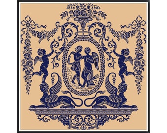 Antique Monochrome Sampler Cross Stitch Pattern (PDF Download)