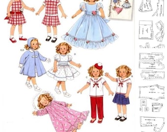 Vintage 1960s Doll Clothes Sewing Pattern for 19" Dolls (PDF Pattern)