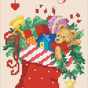 Vintage Cross Stitch Pdf / Christmas ornaments - Season&#39;s Greetings / Miniature Ornaments / Counted Pattern Embroidery / Digital Download