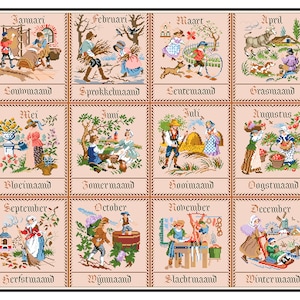 Sampler Cross Stitch Pdf - Victorian Country Life Calendar / Counted Vintage Pattern Embroidery / Antique Pattern - Sampler Reproduction