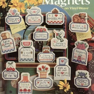 Message Magnets / Pdf Vintage Cross Stitch Counted Pattern / Digital Instant Pattern / DIY