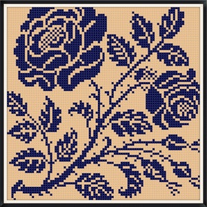 Sampler Cross Stitch Pattern Pdf / Counted Vintage Pattern Embroidery / Antique Monochrome Sampler - Reproduction / Digital Instant Download