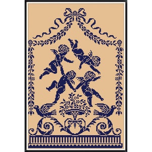 Sampler Cross Stitch Pdf / Counted Vintage Pattern Embroidery / Antique Monochrome Sampler Reproduction / Digital Instant Download