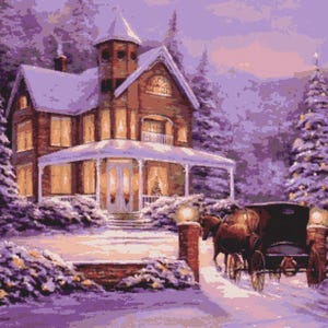 Vintage Cross Stitch Pattern Pdf - Christmas House / Counted Vintage Pattern Embroidery / Digital Download