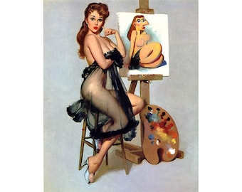 Vintage Pin Up Girl Cross Stitch Pattern: Retro Embroidery (Digital Download)