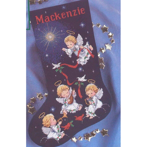 Vintage Cross Stitch Pdf / Christmas Stocking Ornaments with Alphabet - Music from Heaven / Counted Pattern Embroidery / Digital Download