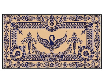 Vintage Swan Cross Stitch Pattern: Antique Monochrome Sampler (Digital Download)