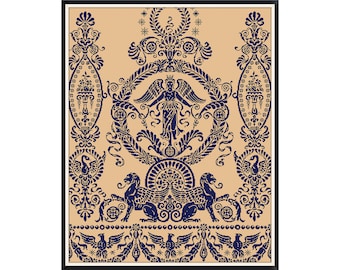 Antique Sampler Cross Stitch Pattern: 19th Century Reproduction (PDF)