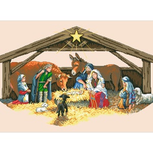 Vintage Cross Stitch Pdf / Christmas Ornaments Christmas Tree Skirt Nativity Scene / Counted Pattern Embroidery/Digital Instant Download image 1