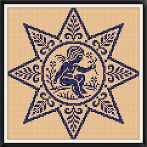 Sampler Cross Stitch Pdf / Counted Vintage Pattern Embroidery / Antique Monochrome Sampler Reproduction / Digital Instant Download