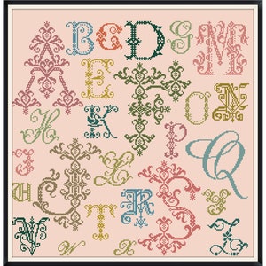 Vintage Cross Stitch Pdf / Vintage Alphabeth ABC - Letters / Counted Vintage Pattern Embroidery / Digital Instant Download