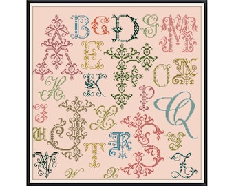 Vintage Cross Stitch Pdf / Vintage Alphabeth ABC - Letters / Counted Vintage Pattern Embroidery / Digital Instant Download