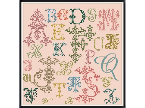 Vintage Alphabet Cross Stitch Pattern: ABC Sampler (Digital Download)