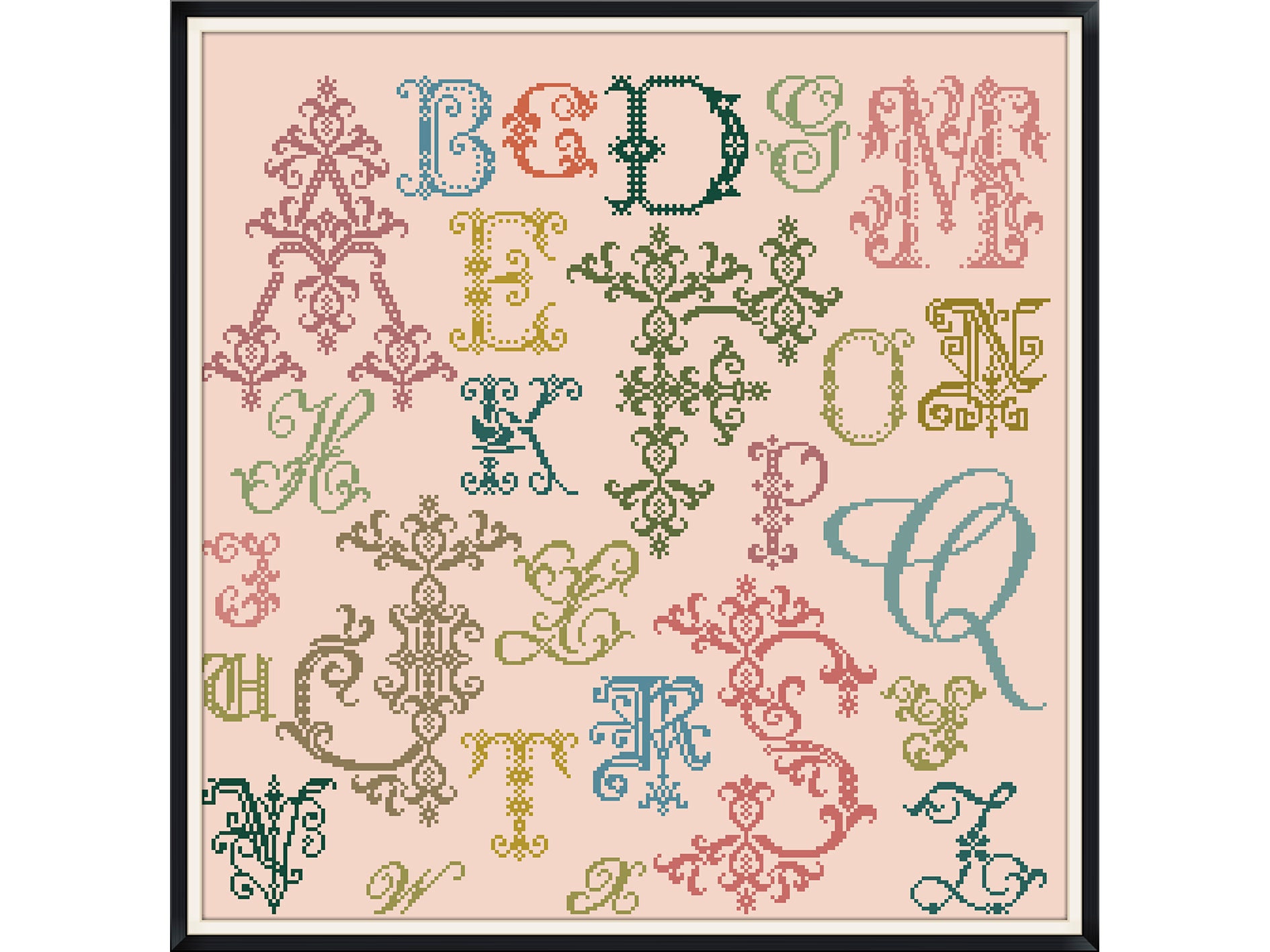 Vintage Alphabet Cross Stitch Pattern: ABC Sampler (digital