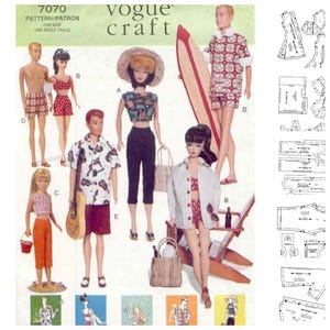 PDF Vintage Sewing Pattern - Fashion dolls - Wardrobe Clothes for Dolls Dolls 11-1/2&quot; - 12&quot; - Digital Instant French Pattern