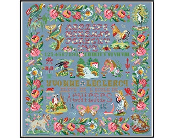 Sampler Cross Stitch Pdf - Victorian Alphabet 1905s / Counted Vintage Pattern Embroidery / Antique Pattern - Sampler Reproduction / Digital