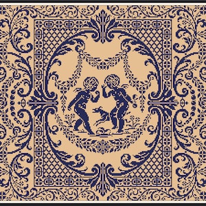 Sampler Cross Stitch Pdf / Counted Vintage Pattern Embroidery / Antique Monochrome Sampler Reproduction / Digital Instant Download
