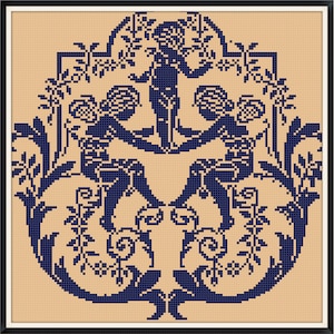 Sampler Cross Stitch Pdf / Counted Vintage Pattern Embroidery / Antique Monochrome Sampler Reproduction / Digital Instant Download
