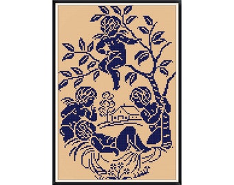Vintage Cross Stitch Sampler PDF: 19th Century Antique Reproduction (Digital Download)