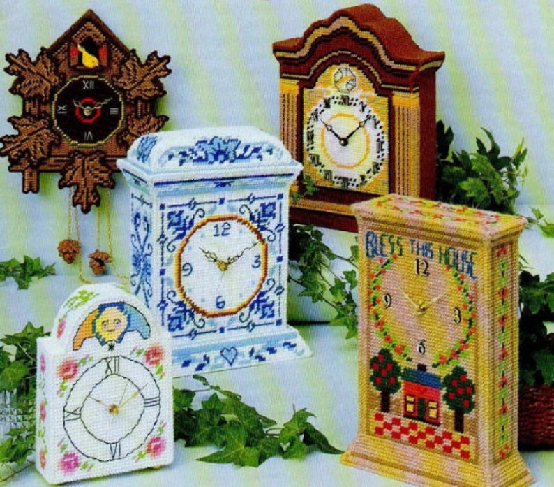 Clocks / Pdf Vintage Plastic Canvas Pattern / Digital Instant Pattern ...