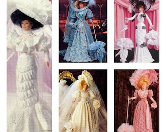 PDF 5 Set in 1 - Vintage Crochet Pattern - Crochet dress for Barbie dolls 11-1 / 2"- Digital Instant Pattern / DIY